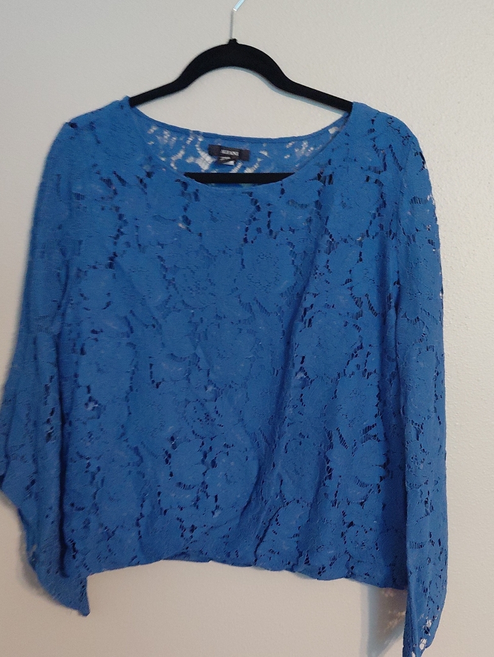 Alfani Blue Floral Lace Long Sleeve Blouse